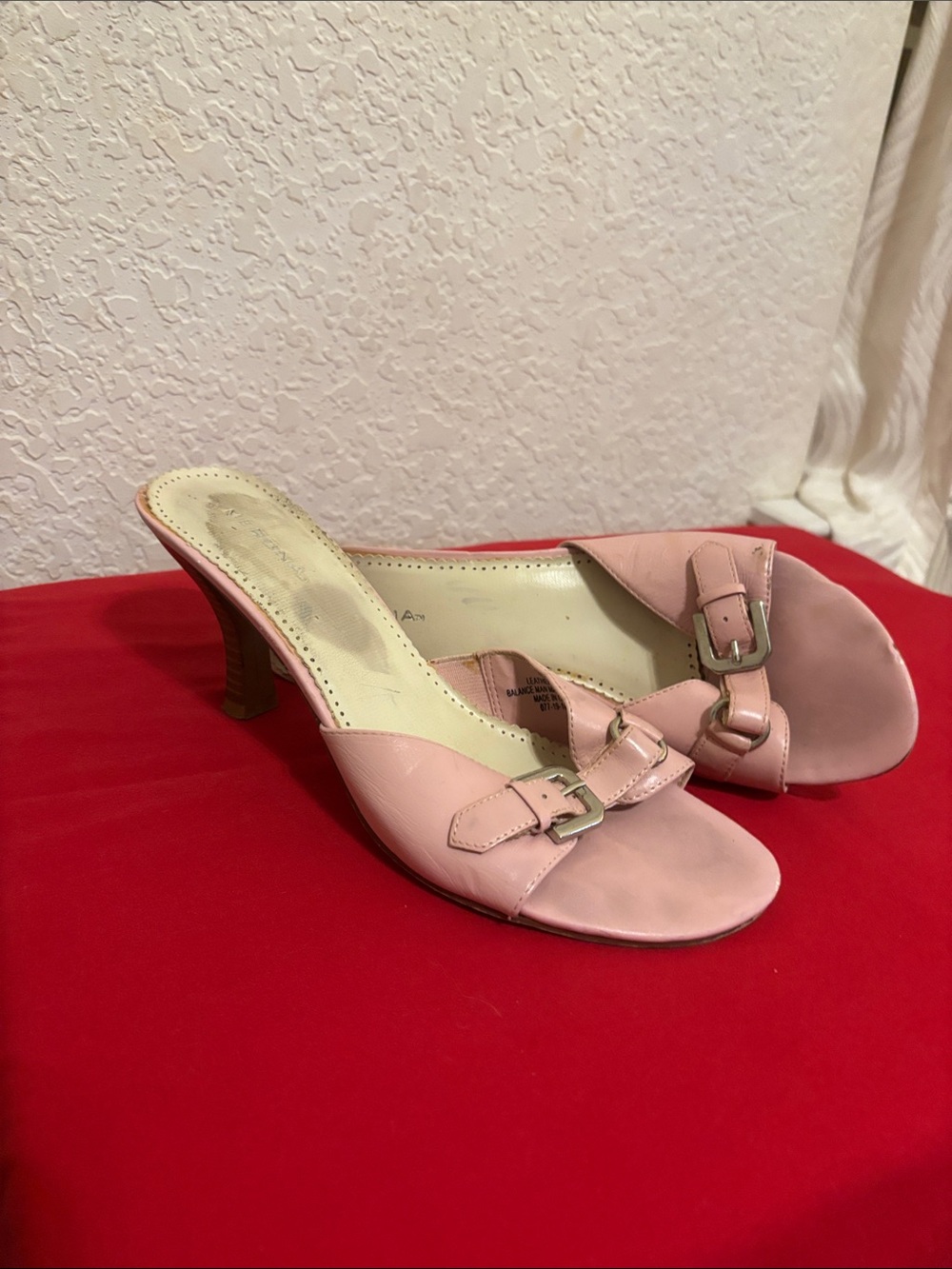 Merona Pink Buckle Open-Toe Mule Heels